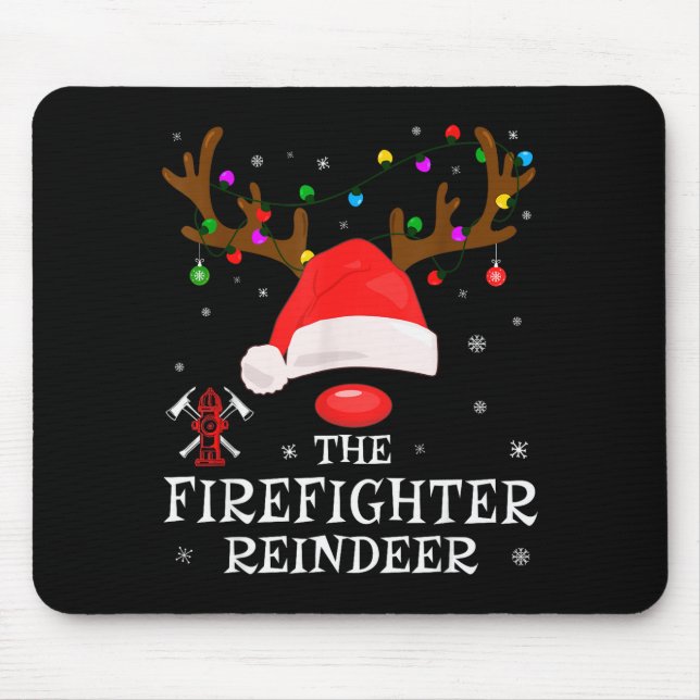 Firefighter Reindeer Family Matching Christmas Pjs Mouse Pad (Front)