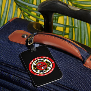 Firefighter Rescue ADD NAME Fire Department Badge Luggage Tag