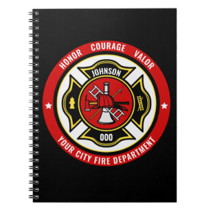 Firefighter Rescue ADD NAME Fire Department Badge Notebook