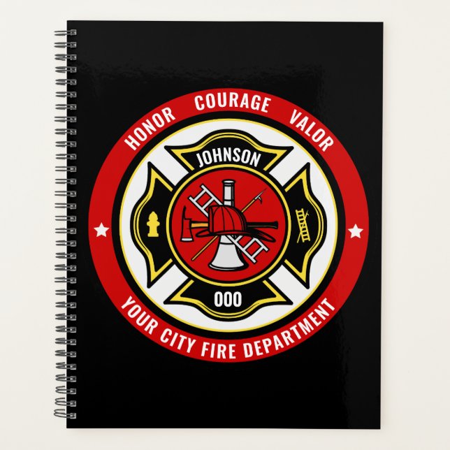 Firefighter Rescue ADD NAME Fire Department Badge Planner (Front)