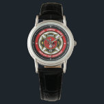 Firefighter Rescue ADD NAME Fire Department Badge Watch<br><div class="desc">Fire Department ADD NAME Fireman Firefighter Badge design - Emblem with Helmet and Axe. Customize with your Name, Station/Dept Number and location.</div>