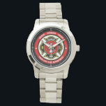 Firefighter Rescue ADD NAME Fire Department Badge Watch<br><div class="desc">Fire Department ADD NAME Fireman Firefighter Badge design - Emblem with Helmet and Axe. Customize with your Name,  Station/Dept Number and location.</div>