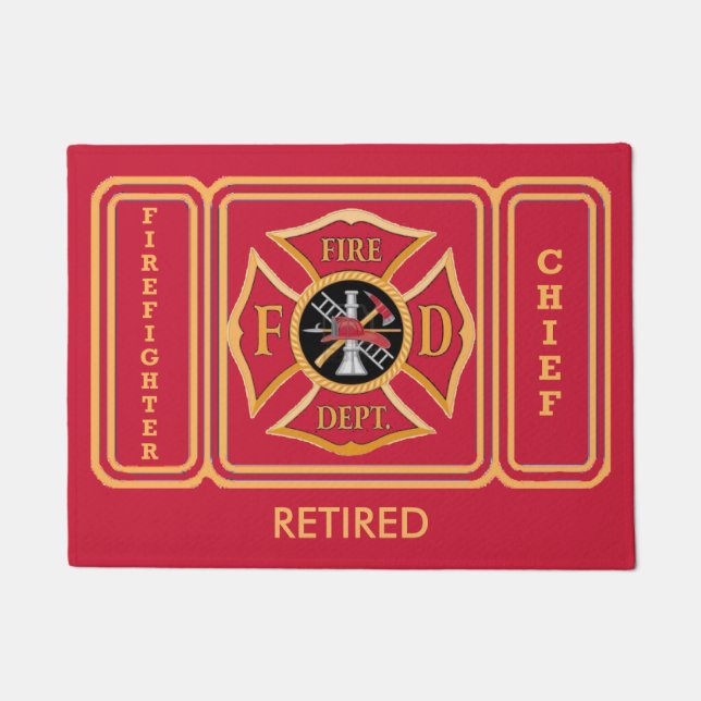 Firefighter Retired Chief Custom Door Mat (Front)
