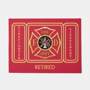Firefighter Retired Lieutenant Custom Door Mat