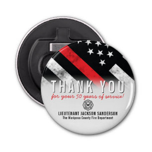 Firefighter Retirement Anniversary Red Line Flag Bottle Opener