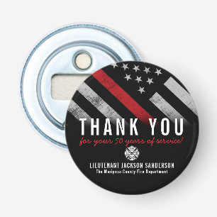 Firefighter Retirement Anniversary Red Line Flag Bottle Opener