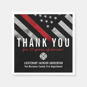 Firefighter Retirement Anniversary Red Line Flag Napkin