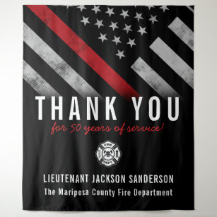Firefighter Retirement Anniversary Red Line Flag Tapestry