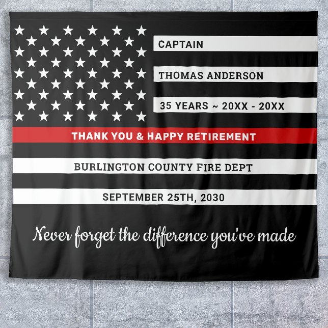 Firefighter Retirement Custom Thin Red Line Flag Tapestry (Creator Uploaded)