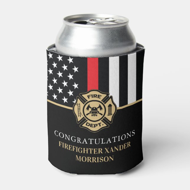 Firefighter Retirement Fire Department Party Can Cooler (Can Front)