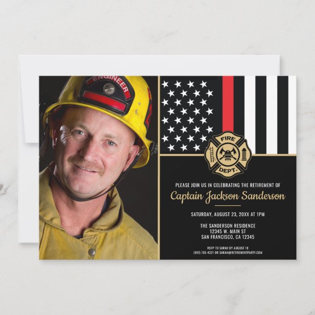 Firefighter Retirement Fire Department Photo Invitation (Front)