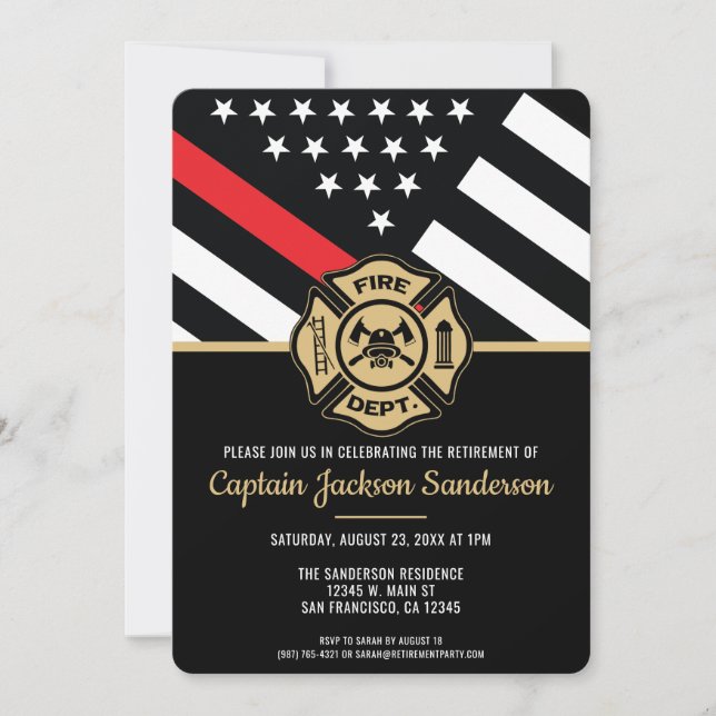 Firefighter Retirement Fireman Fire Department Invitation (Front)