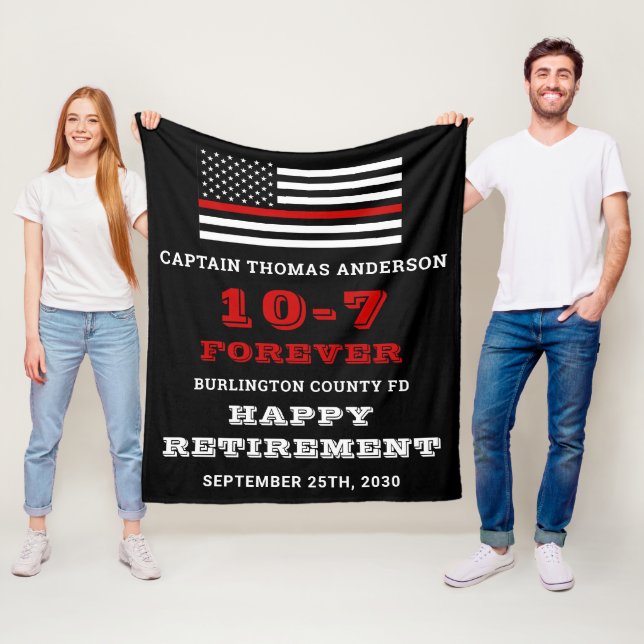 Firefighter Retirement Gift Custom Thin Red Line Fleece Blanket (In Situ)