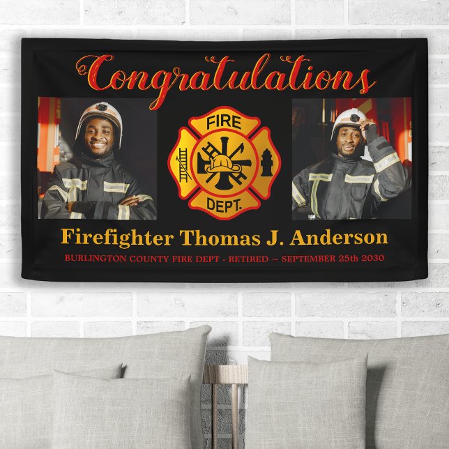 Firefighter Retirement Maltese Cross Custom Photo Banner (Creator Uploaded)