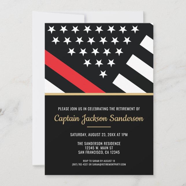 Firefighter Retirement Party Fire Department Invitation (Front)