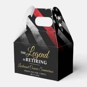 Firefighter Retirement Party Red Line Flag Fireman Favor Box