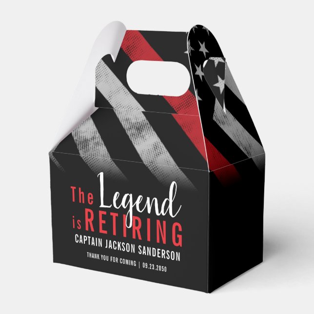 Firefighter Retirement Party Red Line Flag Fireman Favor Box (Front Side)