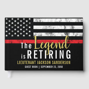 Firefighter Retirement Party Red Line Flag Fireman Guest Book