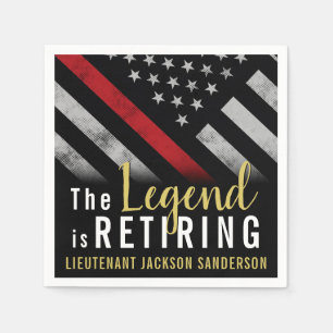 Firefighter Retirement Party Red Line Flag Fireman Napkin