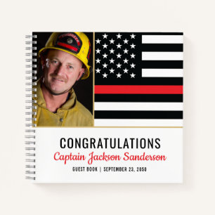 Firefighter Retirement Party Red Line Flag Photo Notebook