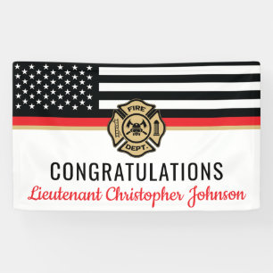 Firefighter Retirement Party Thin Red Line Fireman Banner