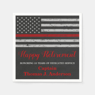 Firefighter Retirement Party Thin Red Line Flag Napkin