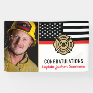 Firefighter Retirement Party Thin Red Line Photo Banner