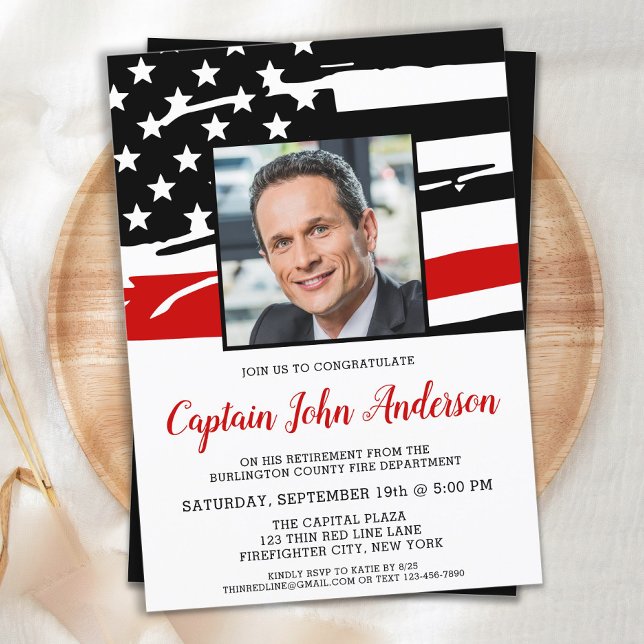 Firefighter Retirement Personalized Photo Party Invitation (Creator Uploaded)