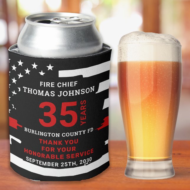 Firefighter Retirement Personalized Thin Red Line Can Cooler (Creator Uploaded)