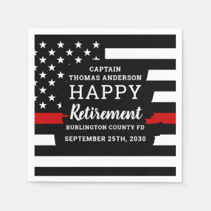 Firefighter Retirement Personalized Thin Red Line Napkin