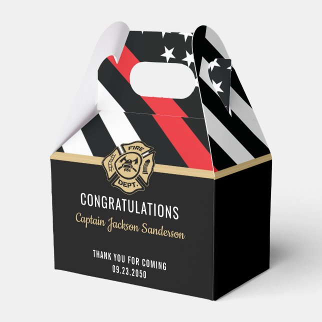 Firefighter Retirement Red Line Flag Congrats Favor Box (Front Side)