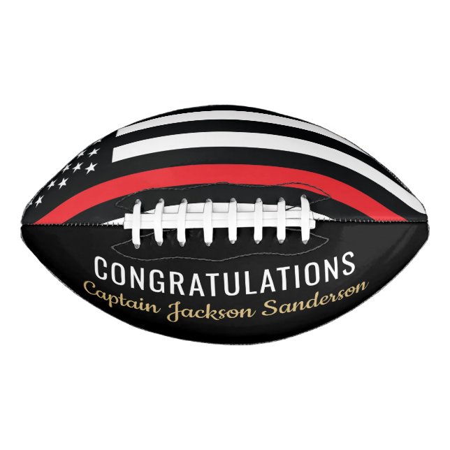 Firefighter Retirement Red Line Flag Congrats Football (Front)