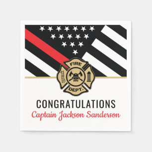 Firefighter Retirement Red Line Flag Congrats Napkin