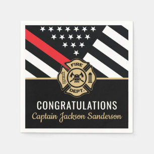 Firefighter Retirement Red Line Flag Congrats Napkin