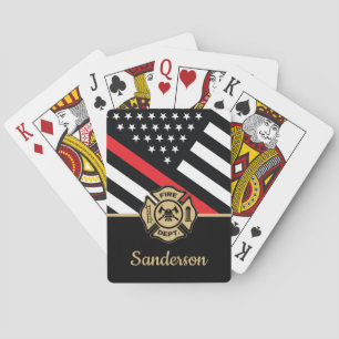 Firefighter Retirement Red Line Flag Congrats Playing Cards