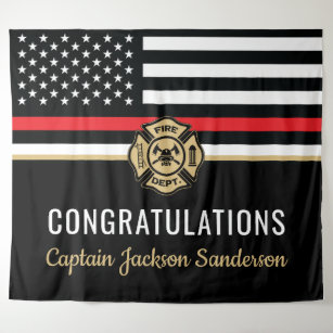 Firefighter Retirement Red Line Flag Congrats Tapestry