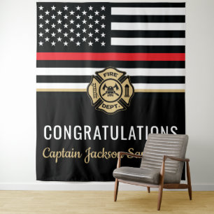 Firefighter Retirement Red Line Flag Congrats Tapestry
