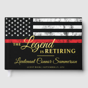 Firefighter Retirement Red Line Flag Fireman Guest Book