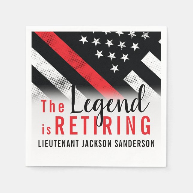 Firefighter Retirement Red Line Flag Fireman Napkin (Front)