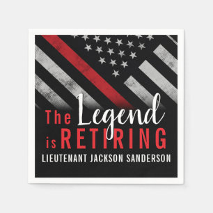 Firefighter Retirement Red Line Flag Fireman Napkin