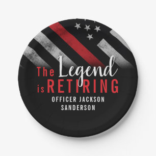 Firefighter Retirement Red Line Flag Fireman Paper Plate