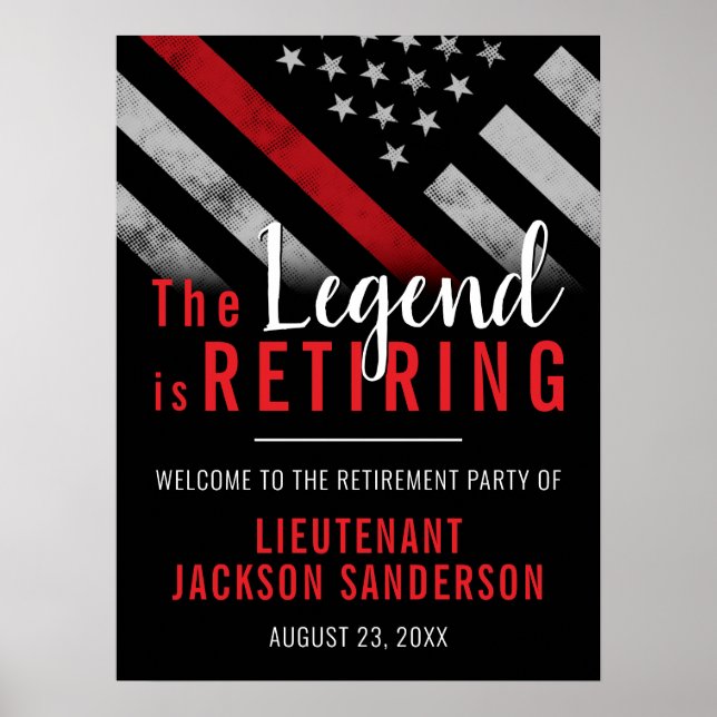 Firefighter Retirement Red Line Flag Fireman Poster (Front)