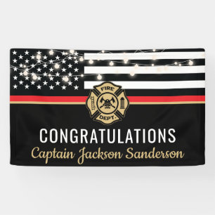Firefighter Retirement Red Line Flag Party Banner