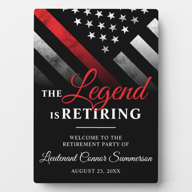 Firefighter Retirement Red Line Flag Welcome Plaque (Front)