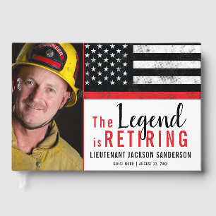Firefighter Retirement Thin Red Line Fireman Photo Guest Book