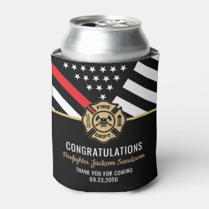 Firefighter Retirement Thin Red Line Flag Congrats Can Cooler