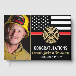 Firefighter Retirement Thin Red Line Flag Photo Guest Book