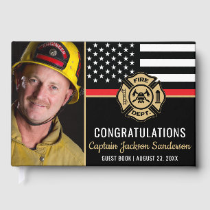 Firefighter Retirement Thin Red Line Flag Photo Guest Book