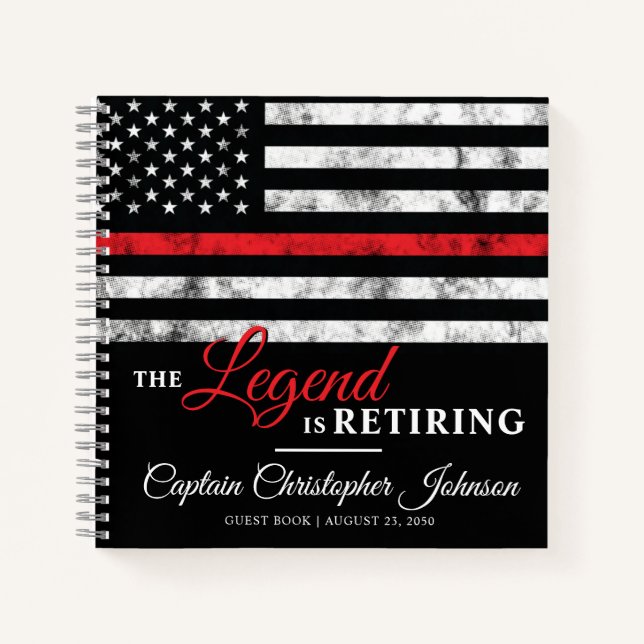 Firefighter Retirement Thin Red Line Guest Book (Front)