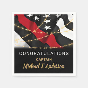 Firefighter Retirement Thin Red Line Party Napkin